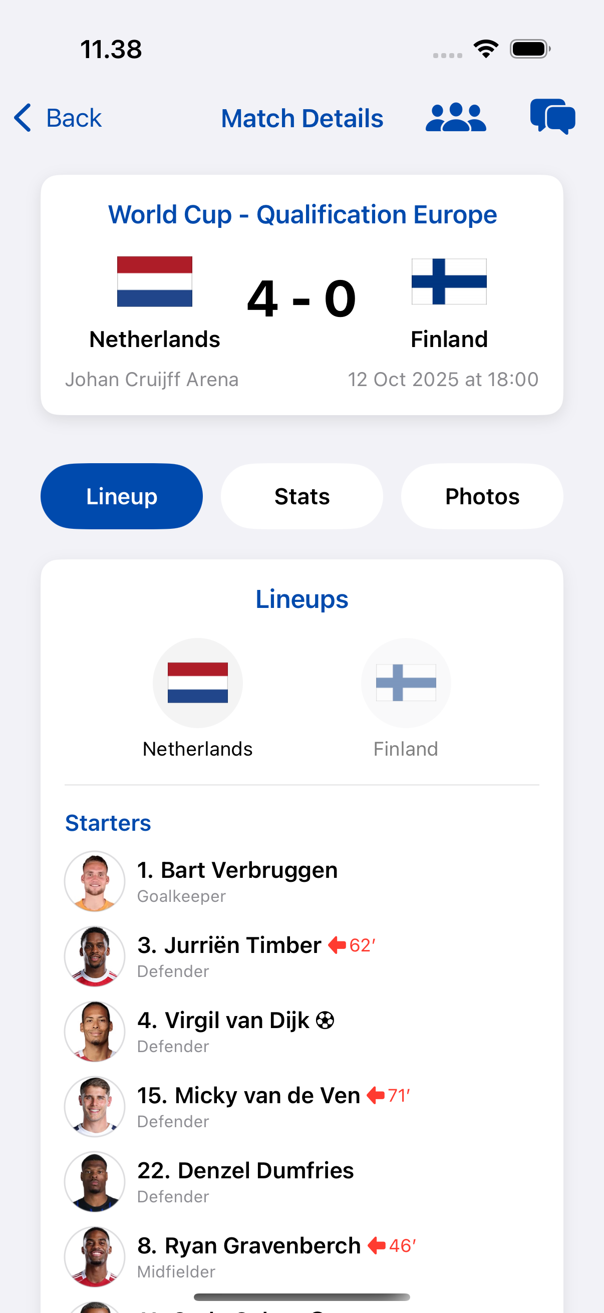 Match details in MatchJourney